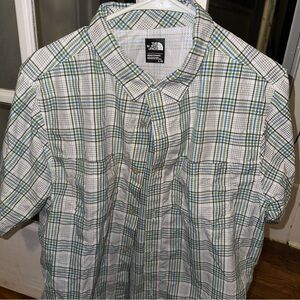 The North Face Green and White Casual Button Down Shirt